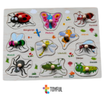 Puzzle Incastru din lemn in limba romana, Insecte