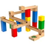 Circuit Montessori cu bile, din lemn, 42 piese