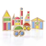 Cuburi senzoriale Curcubeu Montessori, Lemn, 24 piese