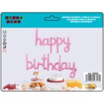 Baloane folie aluminiu, Happy Birthday, Roz, 2 buc/set
