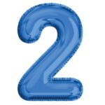 Balon, folie aluminiu, albastru, cifra 2, 81 cm